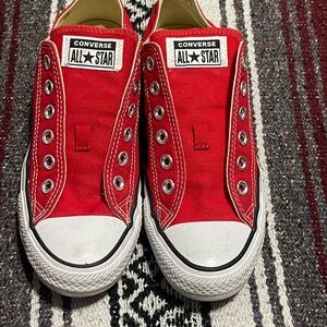 Converse Kids Red Canvas Slip-On Sneakers